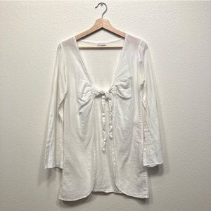 Vintage White Tie Front Top with bell sleeves